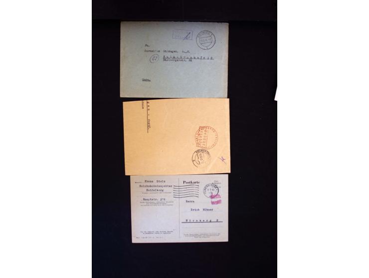  1945/1949, sehr umfangreiche Sammlung aller Zonen mit einigen hundert Briefen, Karten und Ganzsachen auf Austellungsblättern
