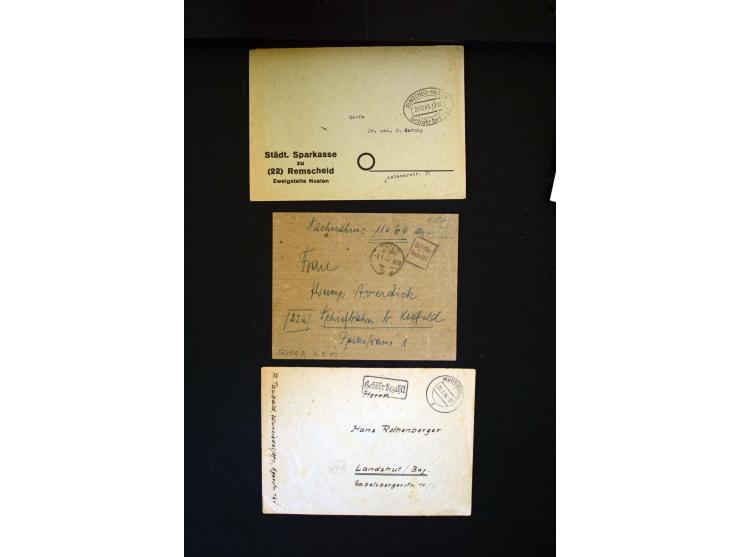  1945/1949, sehr umfangreiche Sammlung aller Zonen mit einigen hundert Briefen, Karten und Ganzsachen auf Austellungsblättern
