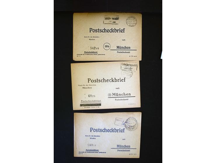  1945/1949, sehr umfangreiche Sammlung aller Zonen mit einigen hundert Briefen, Karten und Ganzsachen auf Austellungsblättern
