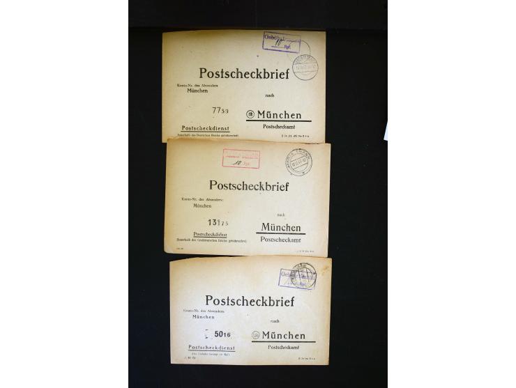  1945/1949, sehr umfangreiche Sammlung aller Zonen mit einigen hundert Briefen, Karten und Ganzsachen auf Austellungsblättern