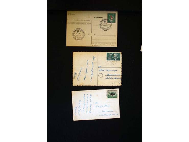  1945/1949, sehr umfangreiche Sammlung aller Zonen mit einigen hundert Briefen, Karten und Ganzsachen auf Austellungsblättern