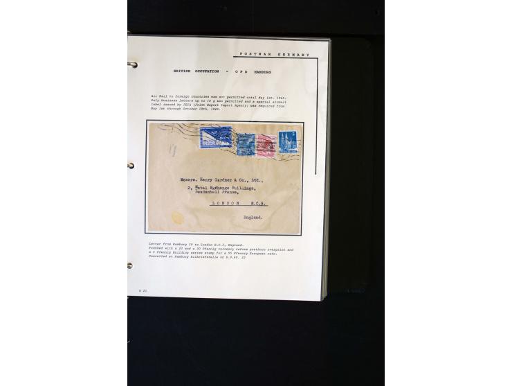  1945/1949, sehr umfangreiche Sammlung aller Zonen mit einigen hundert Briefen, Karten und Ganzsachen auf Austellungsblättern