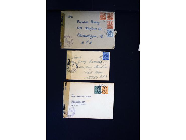  1945/1949, sehr umfangreiche Sammlung aller Zonen mit einigen hundert Briefen, Karten und Ganzsachen auf Austellungsblättern