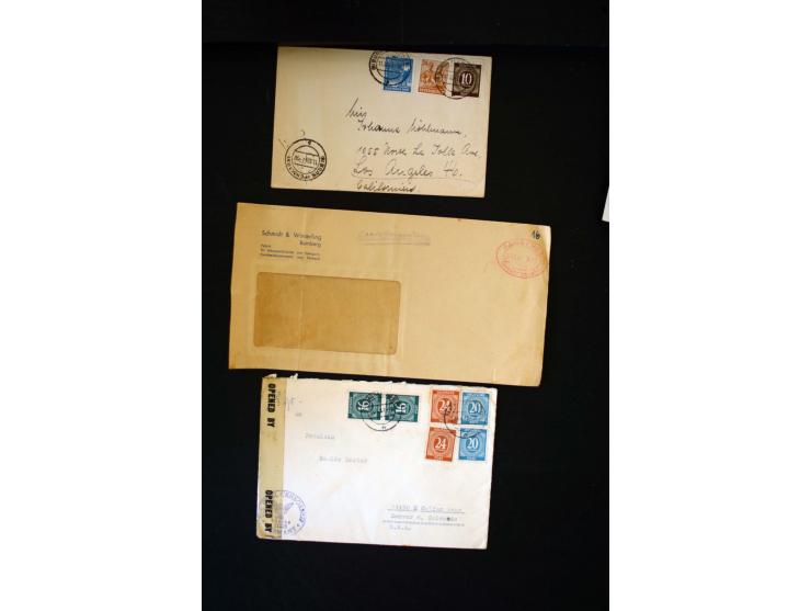  1945/1949, sehr umfangreiche Sammlung aller Zonen mit einigen hundert Briefen, Karten und Ganzsachen auf Austellungsblättern