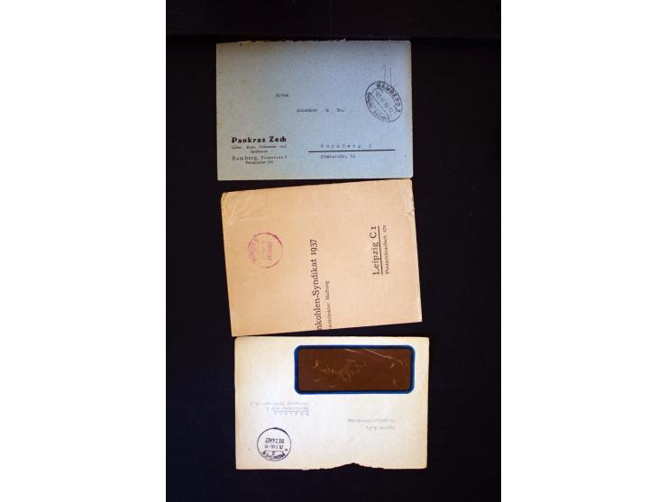  1945/1949, sehr umfangreiche Sammlung aller Zonen mit einigen hundert Briefen, Karten und Ganzsachen auf Austellungsblättern