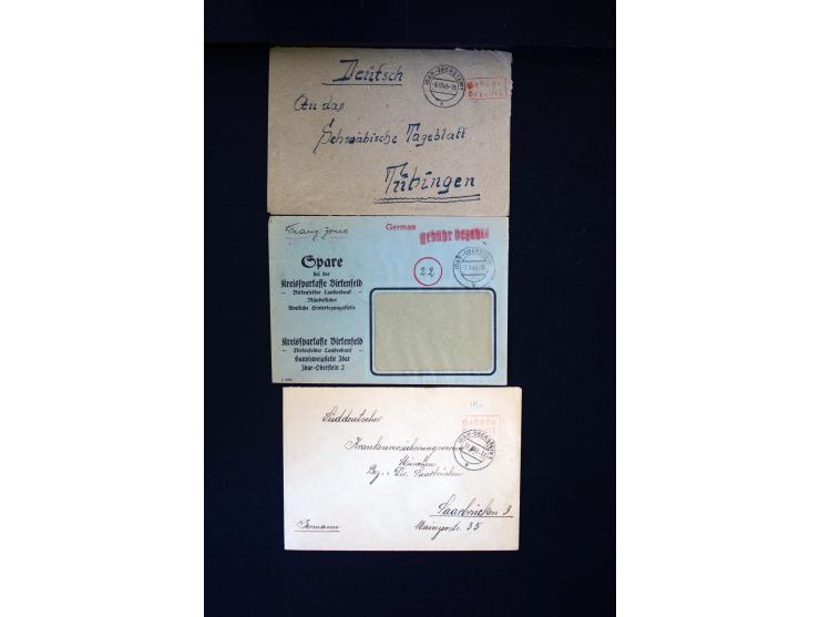  1945/1949, sehr umfangreiche Sammlung aller Zonen mit einigen hundert Briefen, Karten und Ganzsachen auf Austellungsblättern