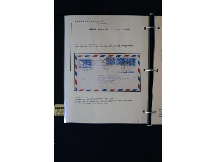  1945/1949, sehr umfangreiche Sammlung aller Zonen mit einigen hundert Briefen, Karten und Ganzsachen auf Austellungsblättern
