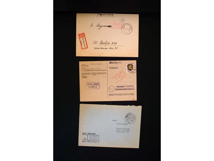  1945/1949, sehr umfangreiche Sammlung aller Zonen mit einigen hundert Briefen, Karten und Ganzsachen auf Austellungsblättern
