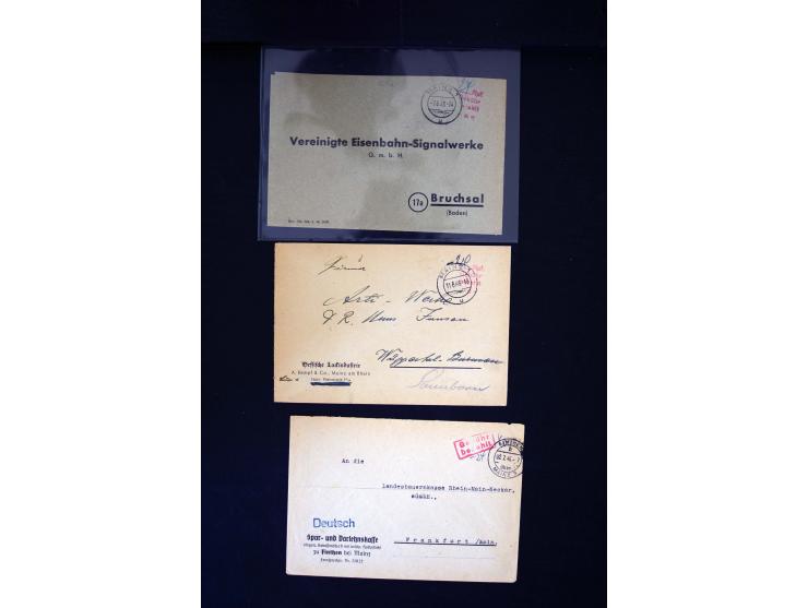 1945/1949, sehr umfangreiche Sammlung aller Zonen mit einigen hundert Briefen, Karten und Ganzsachen auf Austellungsblättern