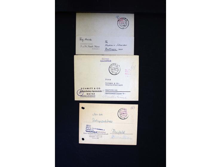  1945/1949, sehr umfangreiche Sammlung aller Zonen mit einigen hundert Briefen, Karten und Ganzsachen auf Austellungsblättern