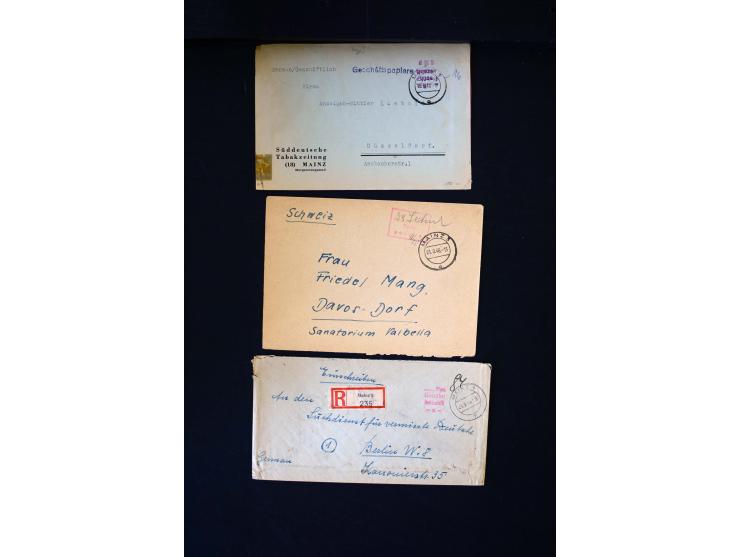  1945/1949, sehr umfangreiche Sammlung aller Zonen mit einigen hundert Briefen, Karten und Ganzsachen auf Austellungsblättern