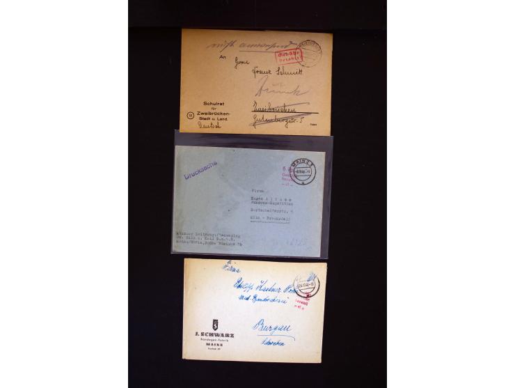  1945/1949, sehr umfangreiche Sammlung aller Zonen mit einigen hundert Briefen, Karten und Ganzsachen auf Austellungsblättern