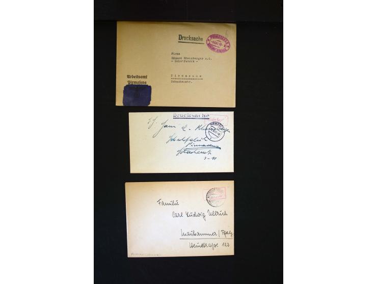  1945/1949, sehr umfangreiche Sammlung aller Zonen mit einigen hundert Briefen, Karten und Ganzsachen auf Austellungsblättern