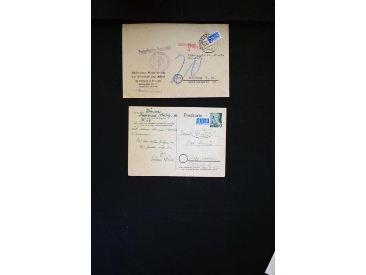  1945/1949, sehr umfangreiche Sammlung aller Zonen mit einigen hundert Briefen, Karten und Ganzsachen auf Austellungsblättern