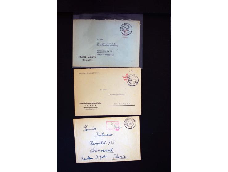  1945/1949, sehr umfangreiche Sammlung aller Zonen mit einigen hundert Briefen, Karten und Ganzsachen auf Austellungsblättern