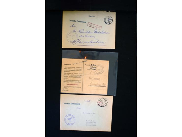  1945/1949, sehr umfangreiche Sammlung aller Zonen mit einigen hundert Briefen, Karten und Ganzsachen auf Austellungsblättern