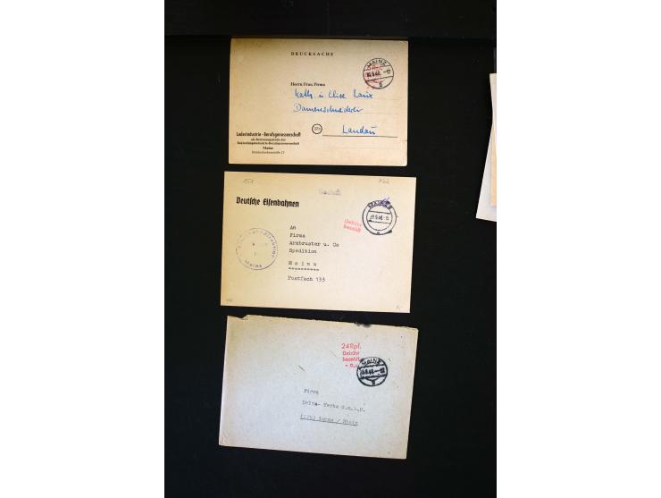  1945/1949, sehr umfangreiche Sammlung aller Zonen mit einigen hundert Briefen, Karten und Ganzsachen auf Austellungsblättern