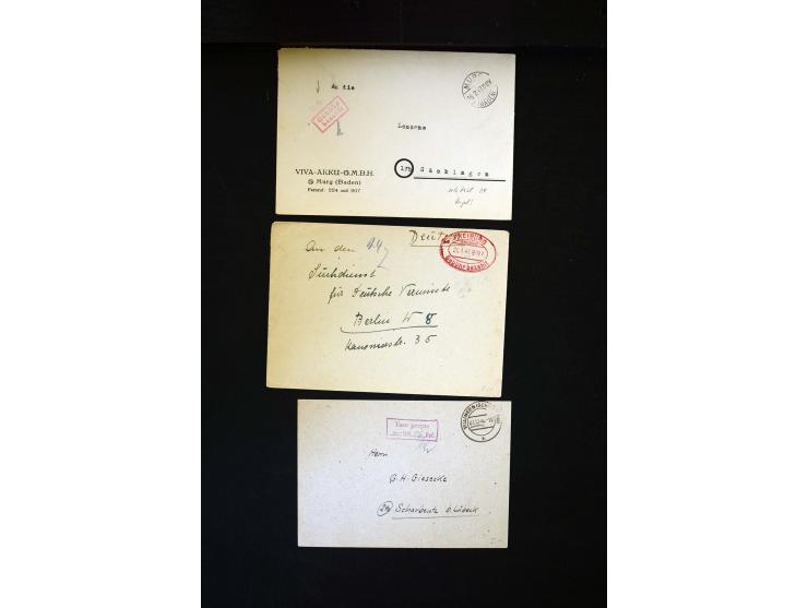  1945/1949, sehr umfangreiche Sammlung aller Zonen mit einigen hundert Briefen, Karten und Ganzsachen auf Austellungsblättern