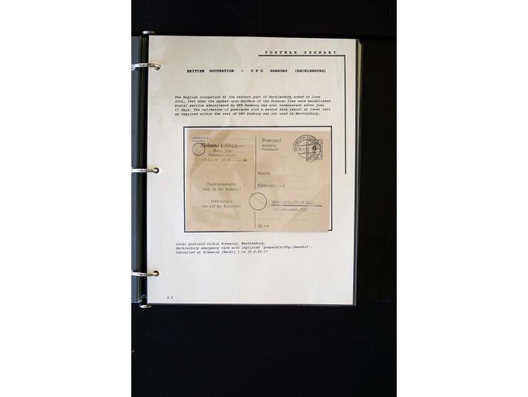  1945/1949, sehr umfangreiche Sammlung aller Zonen mit einigen hundert Briefen, Karten und Ganzsachen auf Austellungsblättern