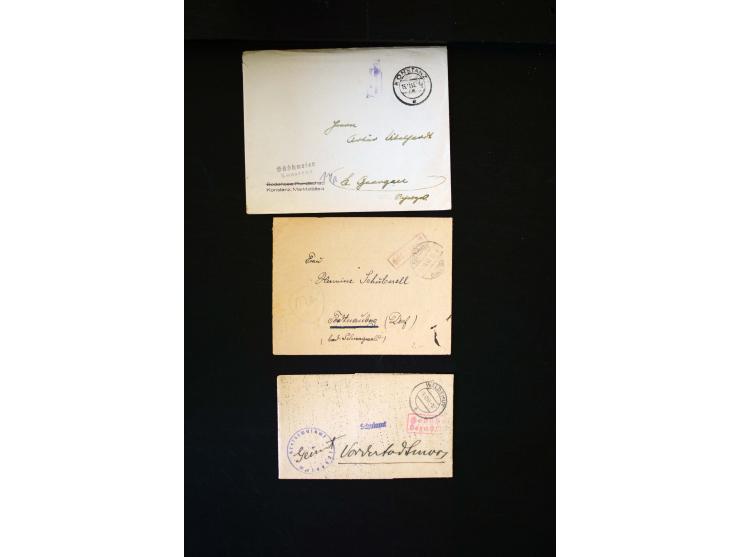  1945/1949, sehr umfangreiche Sammlung aller Zonen mit einigen hundert Briefen, Karten und Ganzsachen auf Austellungsblättern