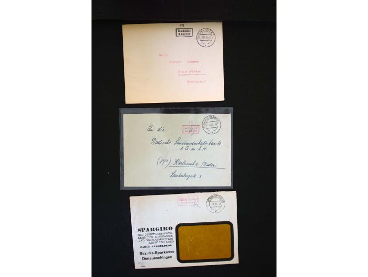  1945/1949, sehr umfangreiche Sammlung aller Zonen mit einigen hundert Briefen, Karten und Ganzsachen auf Austellungsblättern