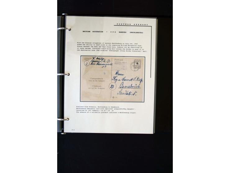  1945/1949, sehr umfangreiche Sammlung aller Zonen mit einigen hundert Briefen, Karten und Ganzsachen auf Austellungsblättern
