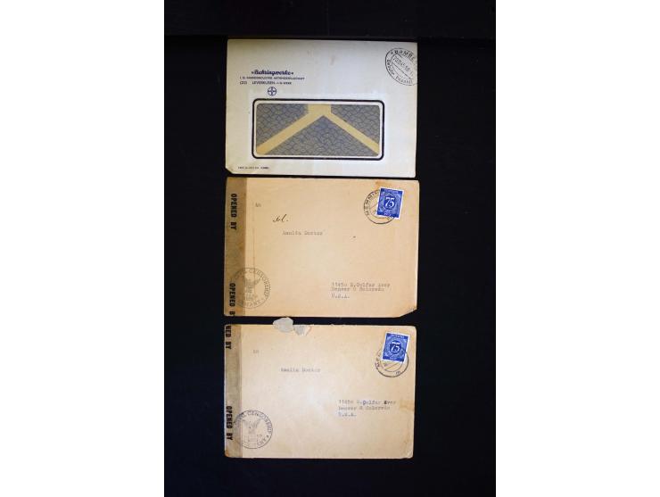  1945/1949, sehr umfangreiche Sammlung aller Zonen mit einigen hundert Briefen, Karten und Ganzsachen auf Austellungsblättern