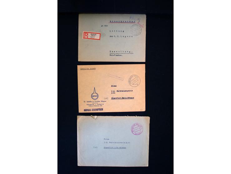  1945/1949, sehr umfangreiche Sammlung aller Zonen mit einigen hundert Briefen, Karten und Ganzsachen auf Austellungsblättern