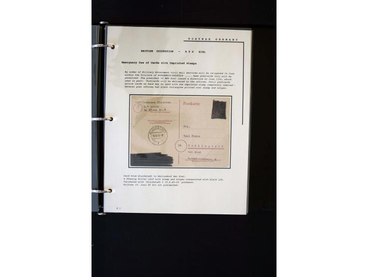  1945/1949, sehr umfangreiche Sammlung aller Zonen mit einigen hundert Briefen, Karten und Ganzsachen auf Austellungsblättern