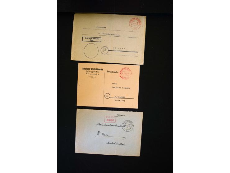  1945/1949, sehr umfangreiche Sammlung aller Zonen mit einigen hundert Briefen, Karten und Ganzsachen auf Austellungsblättern