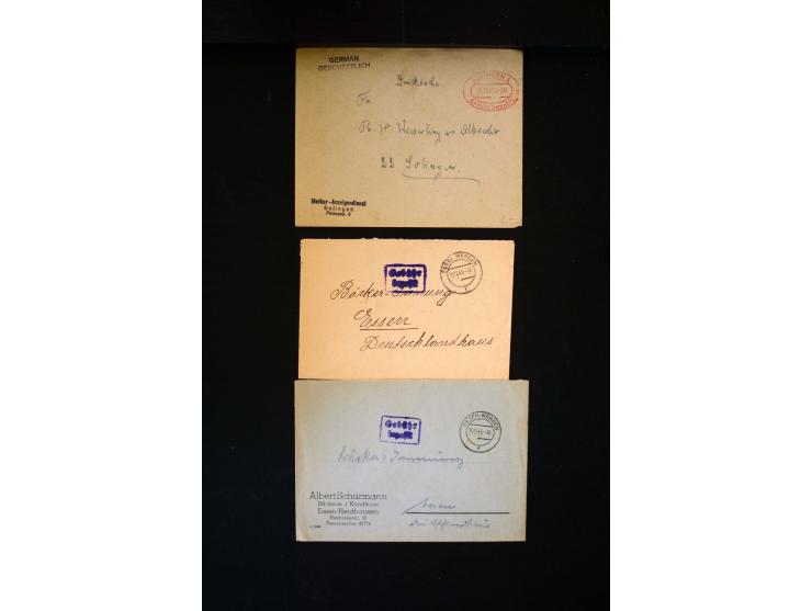  1945/1949, sehr umfangreiche Sammlung aller Zonen mit einigen hundert Briefen, Karten und Ganzsachen auf Austellungsblättern