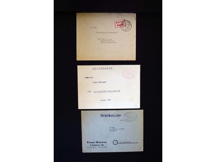  1945/1949, sehr umfangreiche Sammlung aller Zonen mit einigen hundert Briefen, Karten und Ganzsachen auf Austellungsblättern