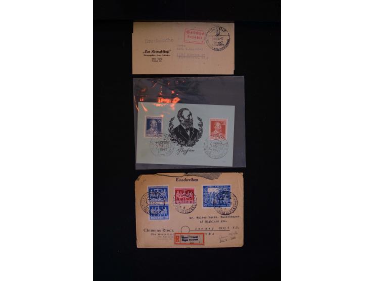  1945/1949, sehr umfangreiche Sammlung aller Zonen mit einigen hundert Briefen, Karten und Ganzsachen auf Austellungsblättern