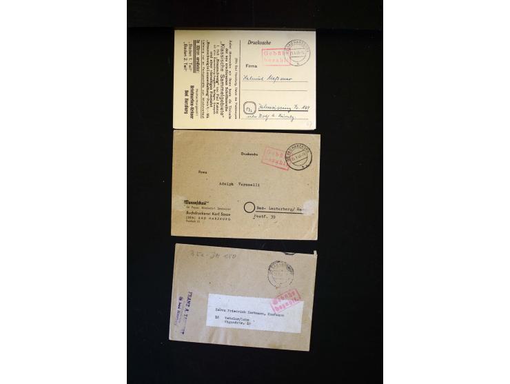  1945/1949, sehr umfangreiche Sammlung aller Zonen mit einigen hundert Briefen, Karten und Ganzsachen auf Austellungsblättern