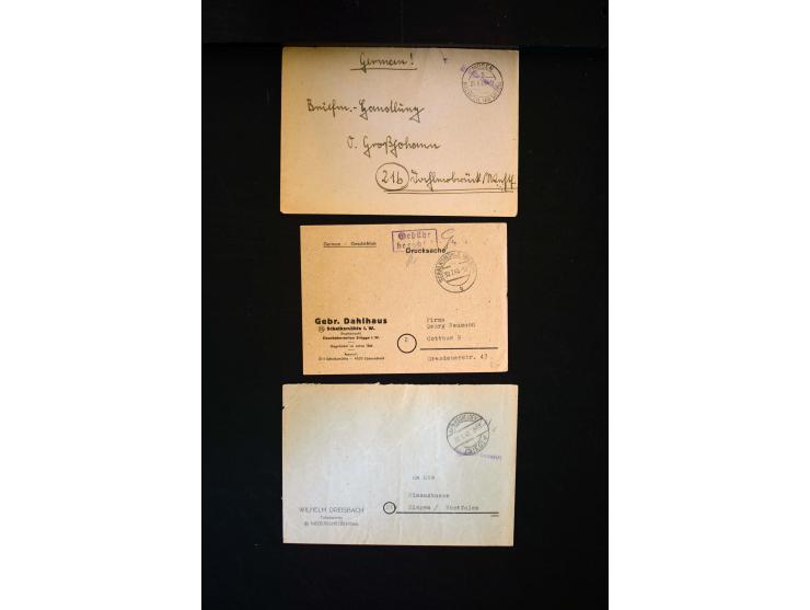  1945/1949, sehr umfangreiche Sammlung aller Zonen mit einigen hundert Briefen, Karten und Ganzsachen auf Austellungsblättern