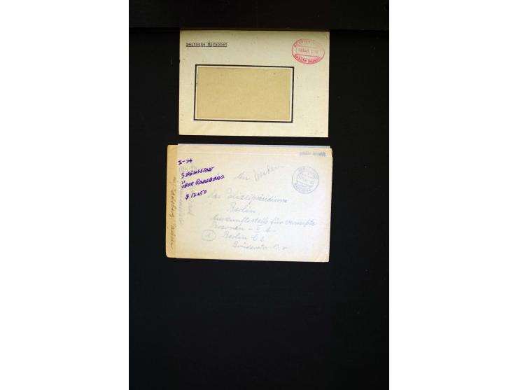  1945/1949, sehr umfangreiche Sammlung aller Zonen mit einigen hundert Briefen, Karten und Ganzsachen auf Austellungsblättern