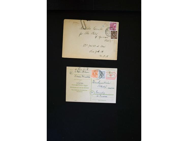  1945/1949, sehr umfangreiche Sammlung aller Zonen mit einigen hundert Briefen, Karten und Ganzsachen auf Austellungsblättern