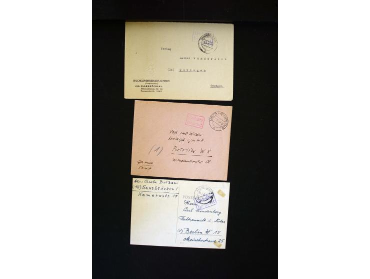  1945/1949, sehr umfangreiche Sammlung aller Zonen mit einigen hundert Briefen, Karten und Ganzsachen auf Austellungsblättern