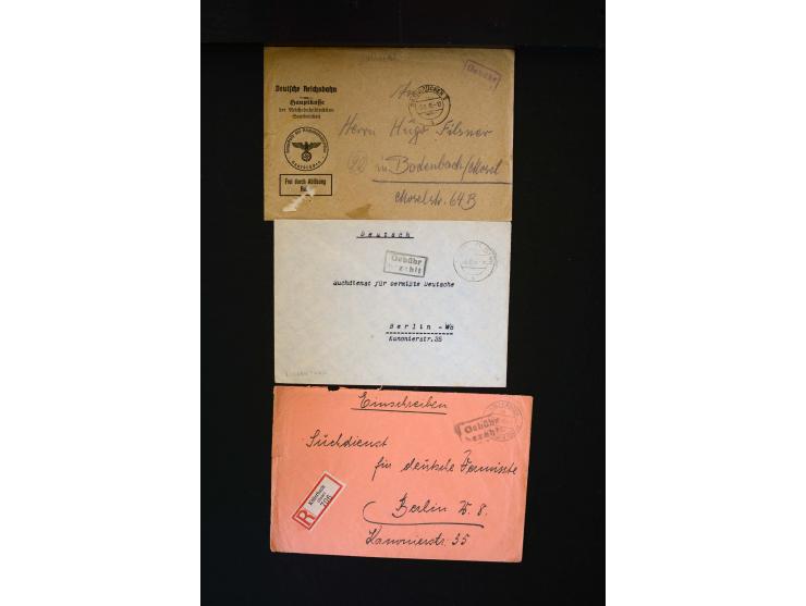  1945/1949, sehr umfangreiche Sammlung aller Zonen mit einigen hundert Briefen, Karten und Ganzsachen auf Austellungsblättern