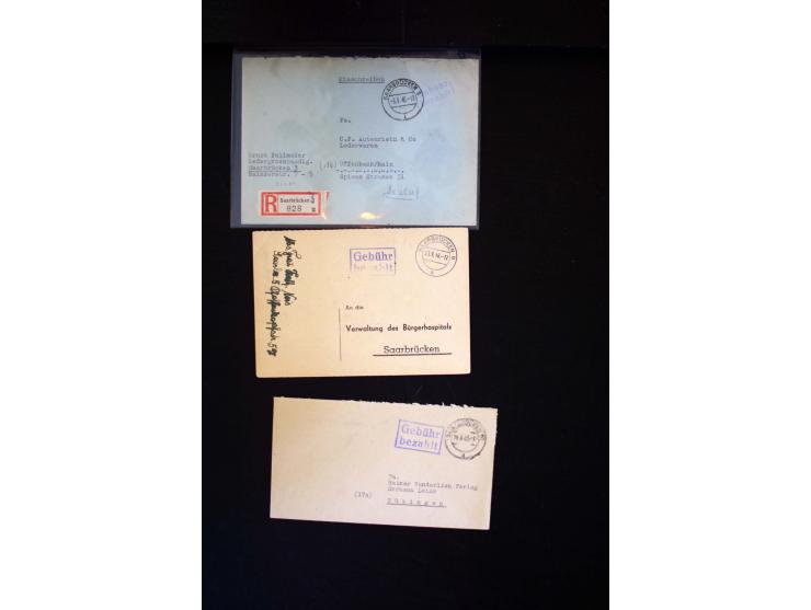  1945/1949, sehr umfangreiche Sammlung aller Zonen mit einigen hundert Briefen, Karten und Ganzsachen auf Austellungsblättern