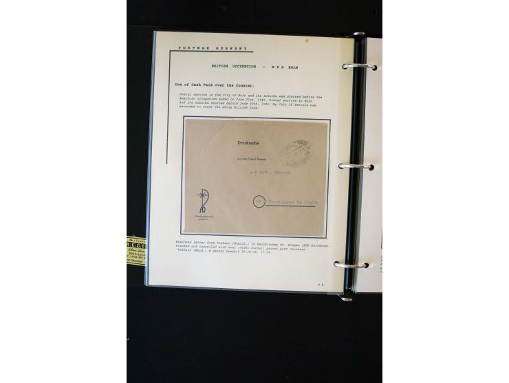  1945/1949, sehr umfangreiche Sammlung aller Zonen mit einigen hundert Briefen, Karten und Ganzsachen auf Austellungsblättern