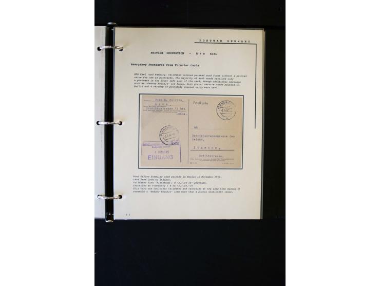  1945/1949, sehr umfangreiche Sammlung aller Zonen mit einigen hundert Briefen, Karten und Ganzsachen auf Austellungsblättern
