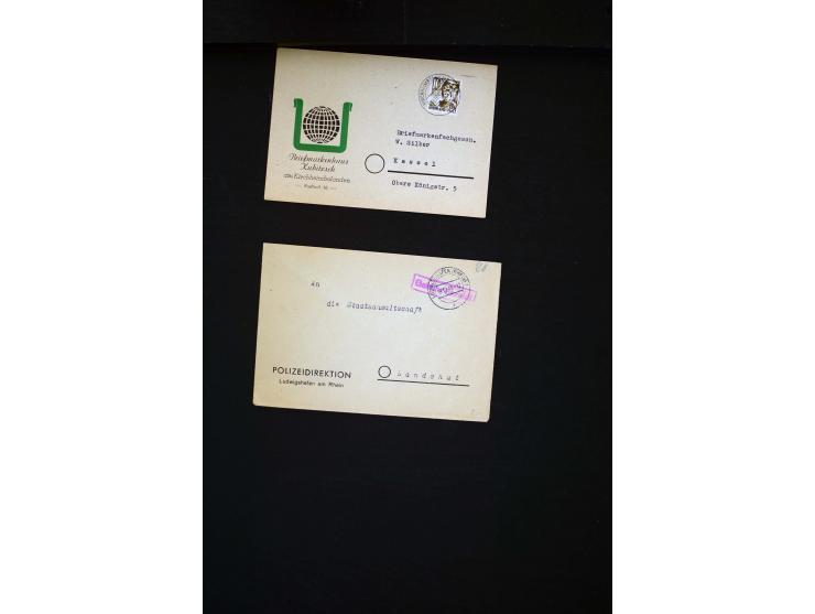  1945/1949, sehr umfangreiche Sammlung aller Zonen mit einigen hundert Briefen, Karten und Ganzsachen auf Austellungsblättern