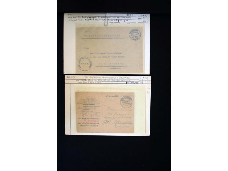  1945/1949, sehr umfangreiche Sammlung aller Zonen mit einigen hundert Briefen, Karten und Ganzsachen auf Austellungsblättern