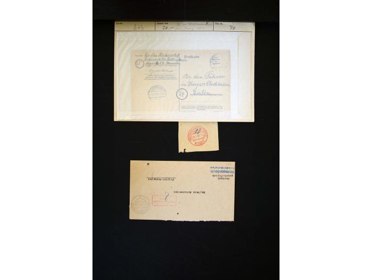  1945/1949, sehr umfangreiche Sammlung aller Zonen mit einigen hundert Briefen, Karten und Ganzsachen auf Austellungsblättern