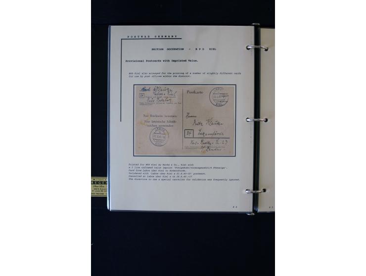  1945/1949, sehr umfangreiche Sammlung aller Zonen mit einigen hundert Briefen, Karten und Ganzsachen auf Austellungsblättern