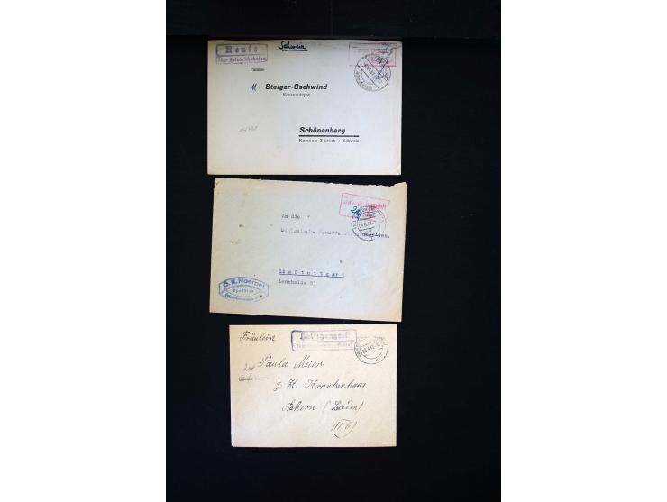  1945/1949, sehr umfangreiche Sammlung aller Zonen mit einigen hundert Briefen, Karten und Ganzsachen auf Austellungsblättern