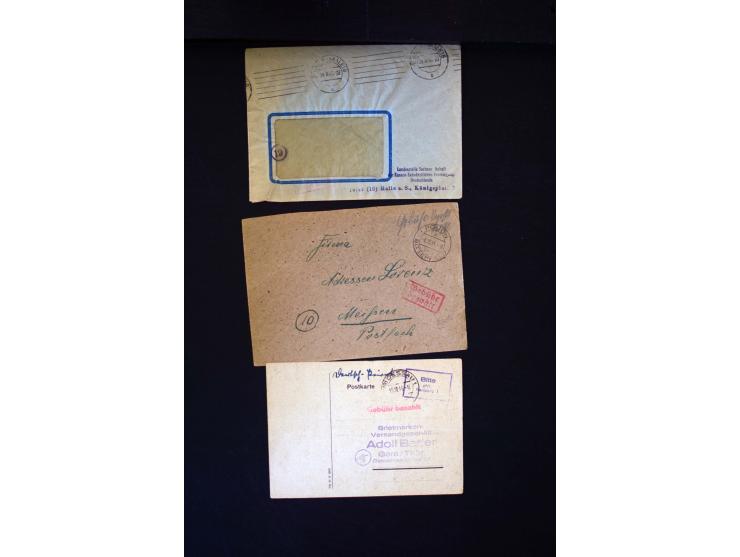  1945/1949, sehr umfangreiche Sammlung aller Zonen mit einigen hundert Briefen, Karten und Ganzsachen auf Austellungsblättern