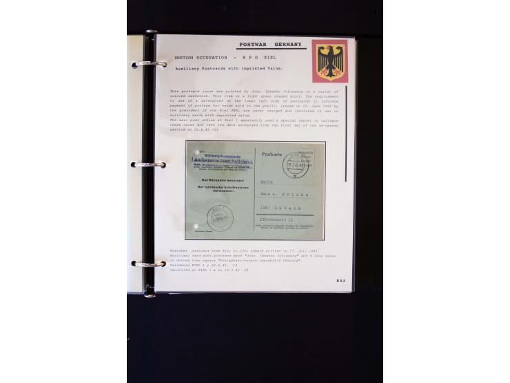  1945/1949, sehr umfangreiche Sammlung aller Zonen mit einigen hundert Briefen, Karten und Ganzsachen auf Austellungsblättern