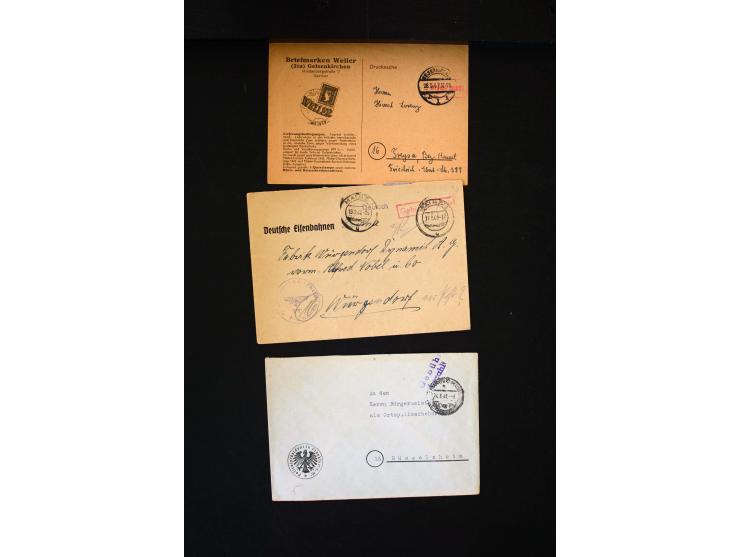  1945/1949, sehr umfangreiche Sammlung aller Zonen mit einigen hundert Briefen, Karten und Ganzsachen auf Austellungsblättern